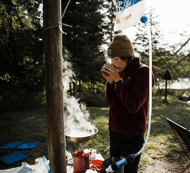 Sawyer Gravity Water Filter in Use Camping Sawyer Gravity Water Filter in Use Camping
