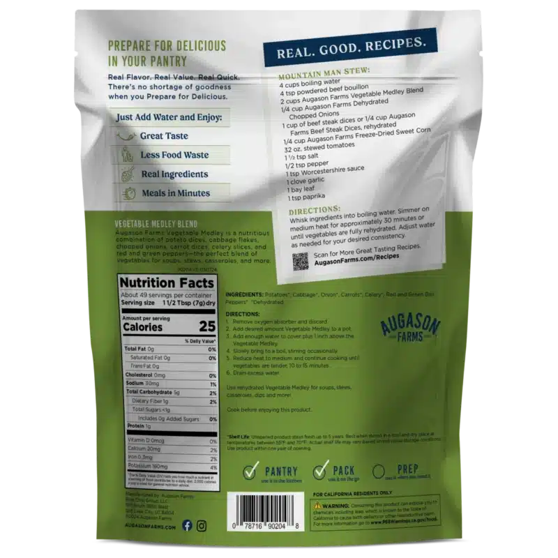 Augason Farms Vegetable Medley Blend Pouch Augason Farms Vegetable Medley Blend Pouch