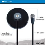 Midland® MXTA12 MicroMobile® Antenna NMO Mag Mount