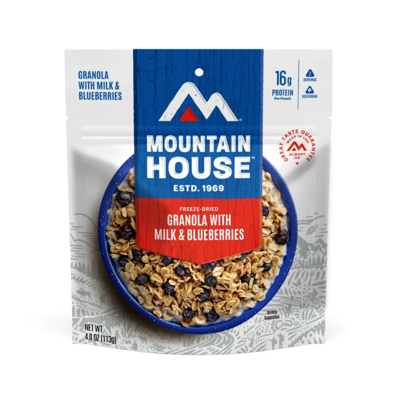 Mountain House granola with Milk and Blueberries