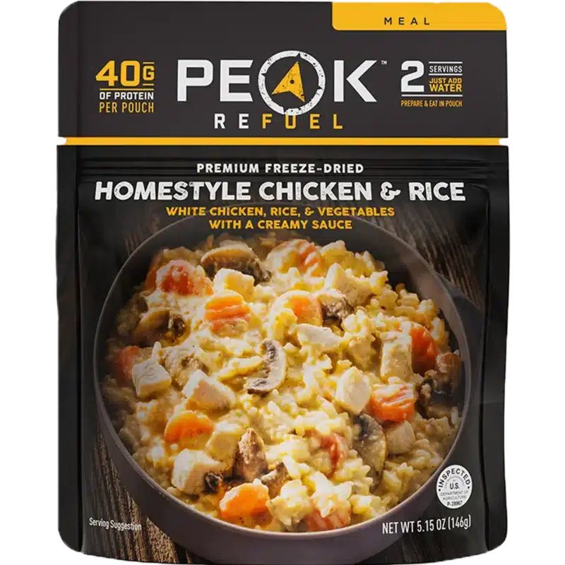 thumbnail interactive-video image 1 of Peak Refuel Homestyle Chicken & Rice - Freeze Dried Backpacking Meal 1 of 3
