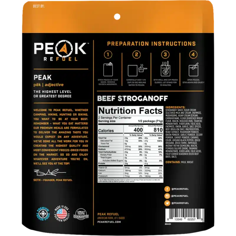 Peak Refuel Beef Stroganoff Peak Refuel Beef Stroganoff