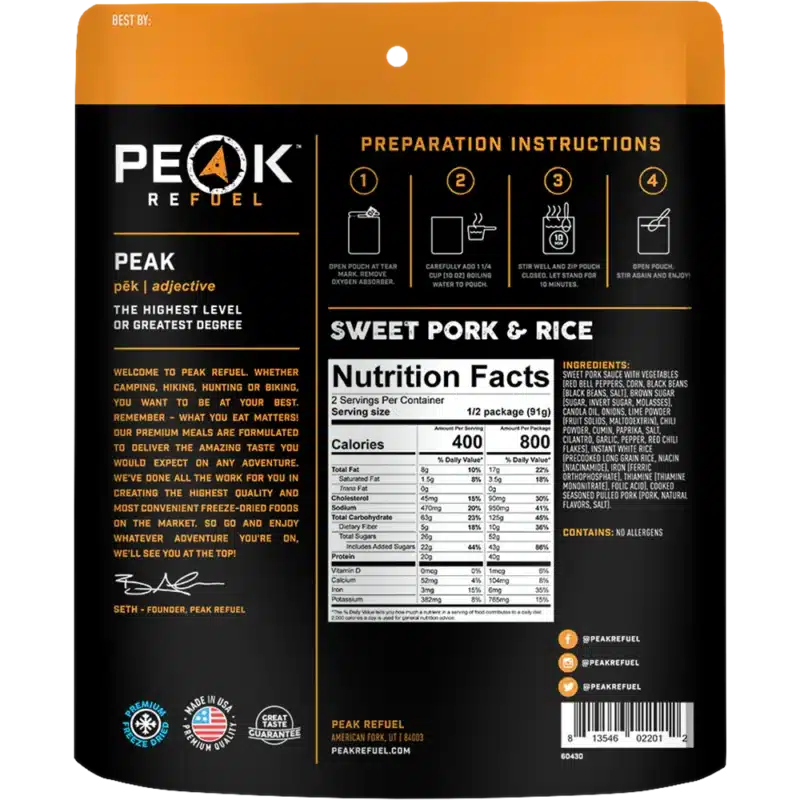 Peak Refuel Sweet Pork & Rice Peak Refuel Sweet Pork & Rice