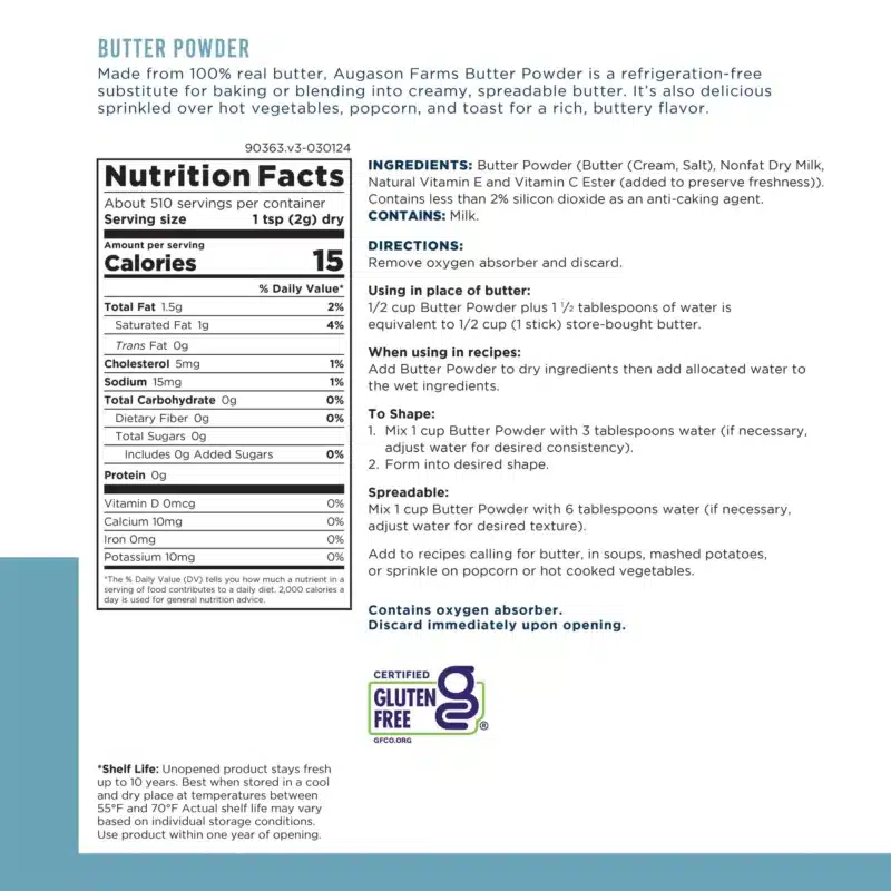 Augason Farms Dairy Butter Powder Augason Farms Dairy Butter Powder