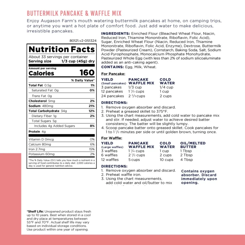 Augason Farms Buttermilk Pancake & Waffle Mix Augason Farms Buttermilk Pancake & Waffle Mix