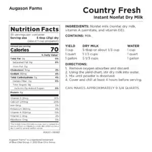 Augason Farms Country Fresh Nonfat Milk #10 Can