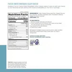 Augason Farms Freeze Dried Shredded Colby Cheese