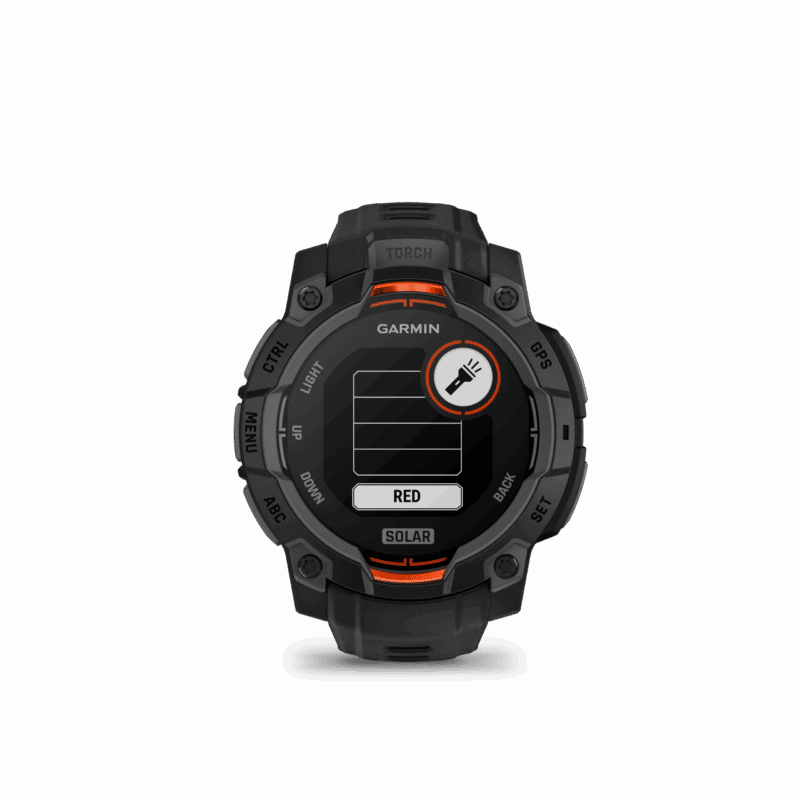 instinct3_45mm_solar_pebble_HR_front_0013_instinct3_solar_flashlight_red Garmin Instinct® 3 - 45mm Solar