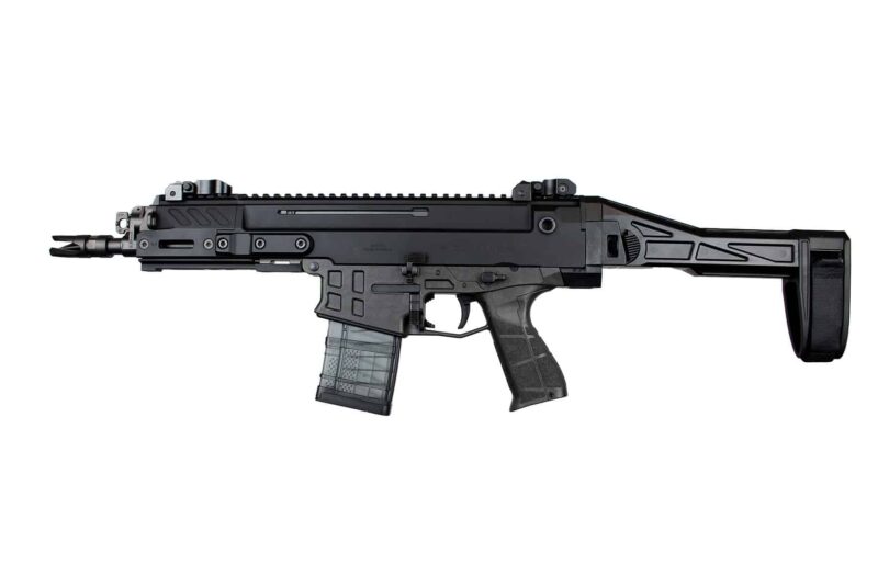 left-side-extended CZ Bren2 folding brace on Bren2 pistol