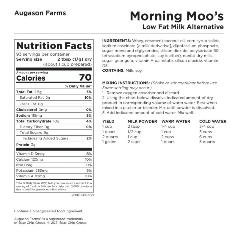 Augason Farms Morning Moo’s Lowfat Milk Alternative Augason Farms Morning Moo’s Lowfat Milk Alternative