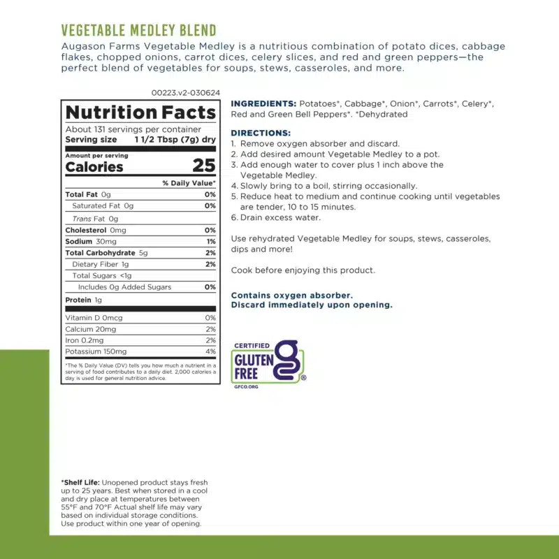 Augason Farms Vegetable Medley Blend Augason Farms Vegetable Medley Blend